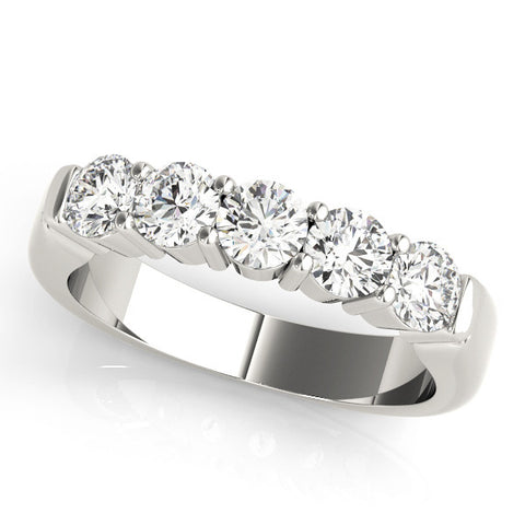Platinum Five-Stone Round Diamond Channel Band with Prong Setting