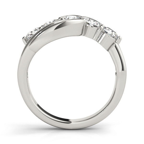 Platinum Five-Stone Round Diamond Crossover Band with Prong Setting 1
