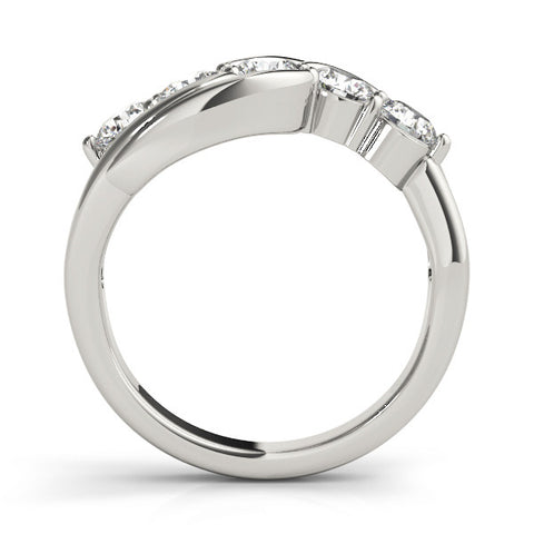 Platinum Five-Stone Round Diamond Crossover Band with Prong Setting 1