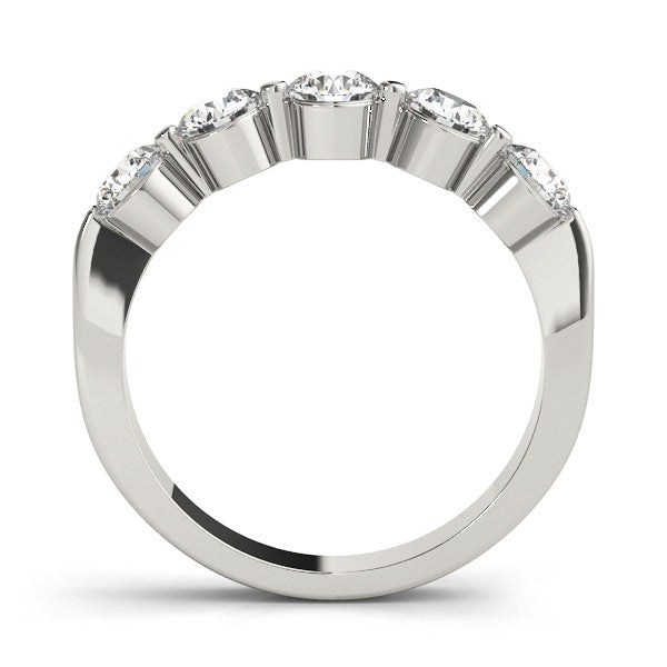 Platinum Five-Stone Round Diamond Half-Eternity Band with Prong Setting 1