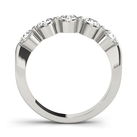 Platinum Five-Stone Round Diamond Half-Eternity Band with Prong Setting 1