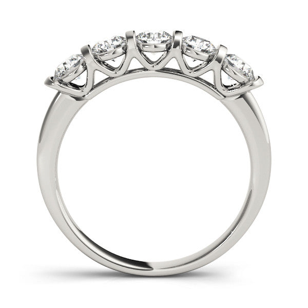 Platinum Five-Stone Round Diamond Half-Eternity Bar-Set Ring 1