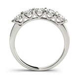 10K White Gold Five-Stone Round Diamond Half-Eternity Bar-Set Ring