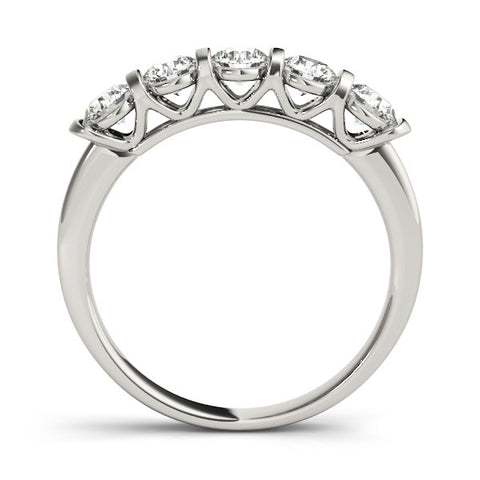 Platinum Five-Stone Round Diamond Half-Eternity Bar-Set Ring 1