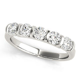 10K White Gold Five-Stone Round Diamond Half-Eternity Bar-Set Ring