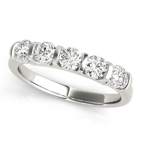 Platinum Five-Stone Round Diamond Half-Eternity Bar-Set Ring