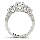 Platinum Five-Stone Round Diamond Pave Band with Prong Setting