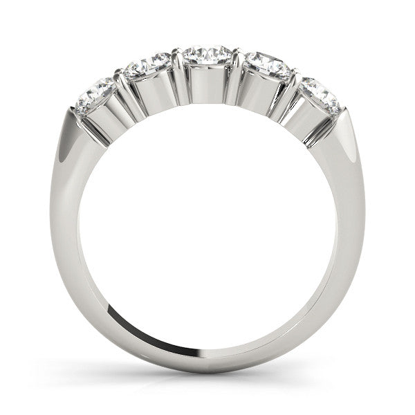 Platinum Five-Stone Round Diamond Prong Set Half-Eternity Band 1