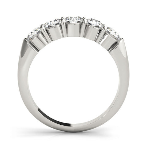 Platinum Five-Stone Round Diamond Prong Set Half-Eternity Band 1