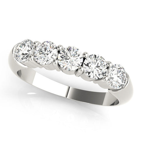 Platinum Five-Stone Round Diamond Prong Set Half-Eternity Band