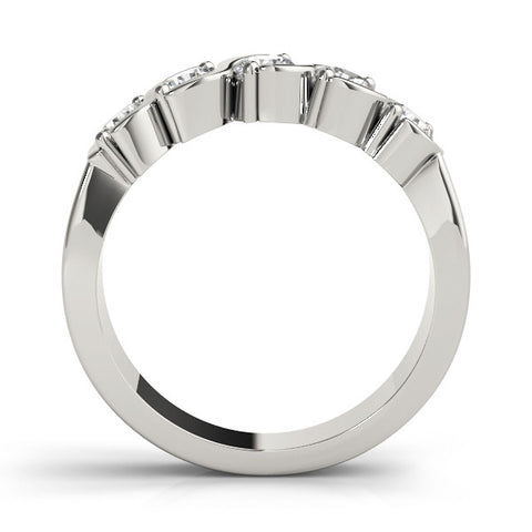 Platinum Five-Stone Round Diamond Wave Prong Setting White Gold Band 1
