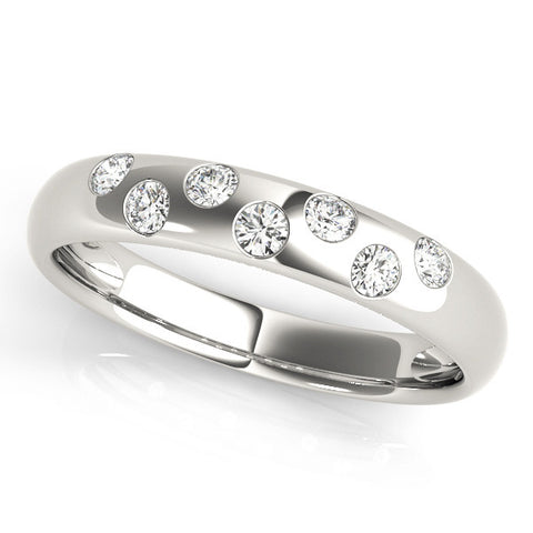 Platinum Flush Set Round Diamond Comfort Fit Band