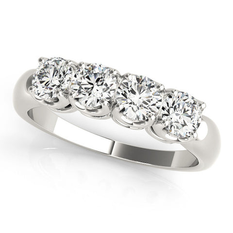 Platinum Four-Stone Round Cut Diamond Prong-Set White Gold Band