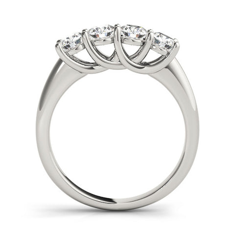 Platinum Four-Stone Round Diamond Prong-Set White Gold Band 1