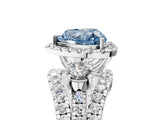 Platinum Halo Fancy Blue Heart Cut Cut Split Shank Diamond Ring with Four-Prong Setting_11