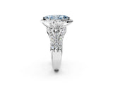 Platinum Halo Fancy Blue Marquise Cut Cut Split Shank Diamond Ring with Four-Prong Setting_8