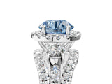 Platinum Halo Fancy Blue Round Cut Cut Split Shank Diamond Ring with Four-Prong Setting_11