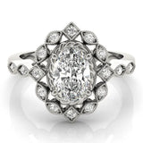 Platinum Halo Oval Diamond Milgrain Infinity Band with Four-Prong Setting 1