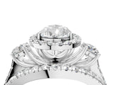 Platinum Halo Pear Cut Cut Split Shank Diamond Ring with Four-Prong Setting_11