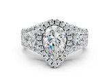 Platinum Halo Pear Cut Cut Split Shank Diamond Ring with Four-Prong Setting_7