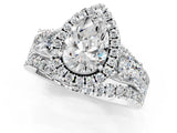 Platinum Halo Pear Cut Cut Split Shank Diamond Ring with Four-Prong Setting_8