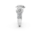 Platinum Halo Pear Cut Cut Split Shank Diamond Ring with Four-Prong Setting_9