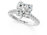 Platinum Heart Brilliant Diamond Solitaire with Pavé Band and Four-Prong Setting 1