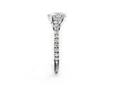 Platinum Heart Brilliant Diamond Solitaire with Pavé Band and Four-Prong Setting 2