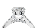 Platinum Heart Brilliant Diamond Solitaire with Pavé Band and Four-Prong Setting 4