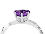 Platinum Heart Cut Amethyst Engagement Ring with Side Stone Accents and Four-Prong Setting_16