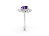 Platinum Heart Cut Amethyst Floral Double Halo Engagement Ring with Prong Setting_151