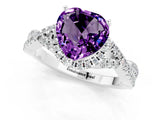 Platinum Heart Cut Amethyst  Halo Twist Band Solitaire Prong Setting Ring_13