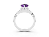 Platinum Heart Cut Amethyst  Halo Twist Band Solitaire Prong Setting Ring_15