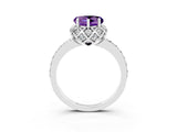 Platinum Heart Cut Amethyst Scalloped Halo Engagement Ring with Round Shared Prong Band_33