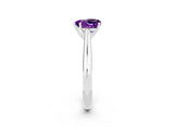Platinum Heart Cut Amethyst Solitaire Engagement Ring with Cathedral Setting and Four-Prong Mount_8