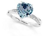 Platinum Heart Cut Aquamarine Engagement Ring with Side Stone Accents and Four-Prong Setting_13