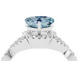 Platinum Heart Cut Aquamarine  Halo Twist Band Solitaire Prong Setting Ring_16