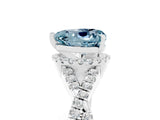 Platinum Heart Cut Aquamarine  Halo Twist Band Solitaire Prong Setting Ring_17