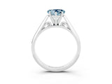 Platinum Heart Cut Aquamarine Solitaire Engagement Ring with Cathedral Setting and Four-Prong Mount_9