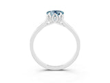 Platinum Heart Cut Aquamarine Solitaire Ring with Flower Prong Setting and Classic Band_15