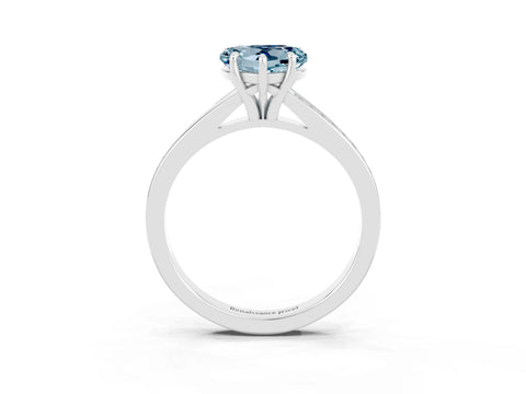 Platinum Heart Cut Aquamarine Solitaire Ring with Pavé Band and Prong Setting_15