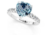 Platinum Heart Cut Aquamarine Solitaire Ring with Round  Pavé Band and Four-Prong Setting_25
