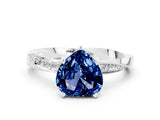 Platinum Heart Cut Blue Sapphire Engagement Ring with Side Stone Accents and Four-Prong Setting_12