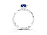 Platinum Heart Cut Blue Sapphire Engagement Ring with Side Stone Accents and Four-Prong Setting_15