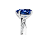 Platinum Heart Cut Blue Sapphire Engagement Ring with Side Stone Accents and Four-Prong Setting_17