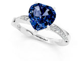 Platinum Heart Cut Blue Sapphire Engagement Ring with Side Stone Accents and Four-Prong Setting_37