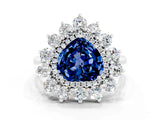 Platinum Heart Cut Blue Sapphire Floral Double Halo Engagement Ring with Prong Setting_150