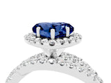 Platinum Heart Cut Blue Sapphire Halo Ring with Round Split Shank and Prong Setting_71