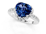 Platinum Heart Cut Blue Sapphire Scalloped Halo Engagement Ring with Round Shared Prong Band_61