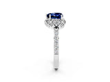 Platinum Heart Cut Blue Sapphire Scalloped Halo Engagement Ring with Round Shared Prong Band_62